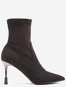 Czarne Botki Vices na Szpilce Ozdobionej Cyrkoniami Cadvire