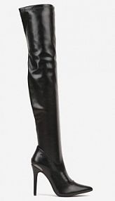 Czarne Kozaki Vices na Szpilce z Dopasowaną Cholewką za Kolano Tadvira