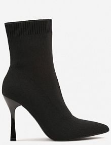 Czarne Botki na Szpilce Vices z Elastyczną Cholewką Nallafia
