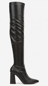 Czarne Eleganckie Kozaki Vices na Słupku z Dopasowaną Cholewką Nianesa