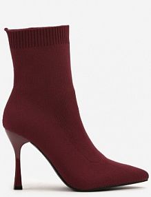 Bordowe Botki na Szpilce Vices z Elastyczną Cholewką Nallafia