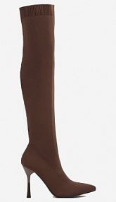 Brązowe Kozaki na Szpilce Vices z Elastyczną Cholewką Nulicella