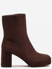 Brązowe Botki Vices na Platformie i Słupku Ozdobione z Kwadratowym Noskiem Faleanna