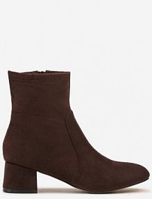 Ciemnobrązowe Botki Vices na Słupku Ozdobione Przeszyciem Ariske
