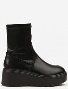 Czarne Botki Vices na Platformie w Stylu Grunge z Dopasowaną Cholewką Faleirae