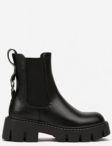 Czarne Botki Vices Sztyblety na Platformie Ozdobione Metaliczną Aplikacją Zaidera damskie