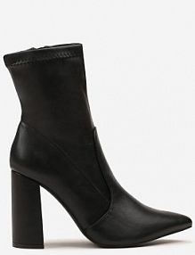 Czarne Botki Vices na Słupkowym Obcasie ze Szpiczastym Noskiem Tadevia