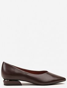 Brązowe Czółenka Vices ze Skórzaną Wkładką na Niskim Obcasie ze Zdobieniem Dakene Renee