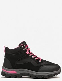Czarno-Fuksjowe Buty Trekkingowe Trapery Vices Ozdobione Geometrycznym Motywem Anarisse damskie