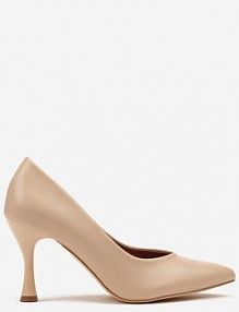 Beżowe Szpilki Vices na Klepsydrowym Obcasie ze Skórzaną Wkładką Muzite