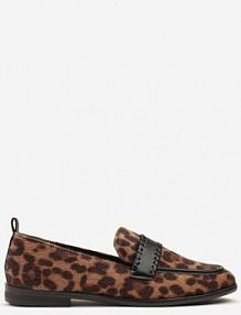 Panterkowe Mokasyny Vices z Wkładką ze Skóry Naturalnej i Paskiem z Przeszyciami Fonarrie damskie