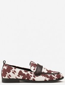 Brązowe Mokasyny w Krowie Łaty Vices z Wkładką ze Skóry Naturalnej i Paskiem z Przeszyciami Fonarrie damskie