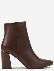 Ciemnobrązowe Botki na Słupku Vices Ozdobione Przeszyciem Illvine