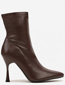 Brązowe Elastyczne Botki Vices na Klepsydrowym Obcasie Noraye