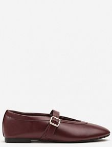 Bordowe Balerinki Vices w Stylu Mary Jane z Klamerką i Skórzaną Wkładką Dimaline damskie