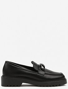 Czarne Mokasyny Vices z Wkładką ze Skóry Naturalnej z Metaliczną Aplikacją Fergia damskie