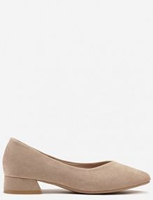 Beżowe Czółenka na Niskim Obcasie z Wkładką ze Skóry Naturalnej Falzeri Renee