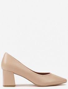 Beżowe Czółenka Vices Basic na Słupkowym Obcasie ze Skórzaną Wkładką Esande