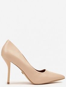 Beżowe Szpilki Vices z Wkładką ze Skóry Naturalnej Mivika