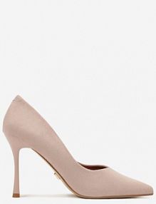 Ciemnobeżowe Klasyczne Szpilki Vices z Wkładką ze Skóry Naturalnej Alondie