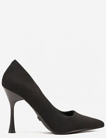 Czarne Szpilki Vices na Klepsydrowym Obcasie ze Skórzaną Wkładką Enaille