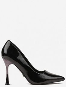 Czarne Szpilki Vices na Klepsydrze z Wkładką ze Skóry Naturalnej Zitene