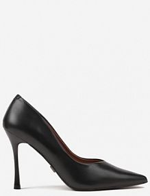 Czarne Szpilki Vices o Klasycznym Fasonie z Wkładką ze Skóry Naturalnej Fridda