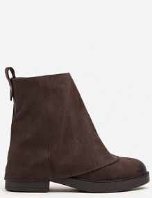 Brązowe Botki z Imitacji Zamszu z Cholewką w Stylu Nogawki Rilavine Renee damskie