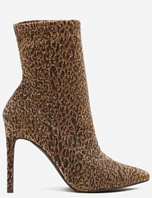 Panterkowe Botki na Szpilce Ozdobione Błyszczącą Nitką Rilesta Renee