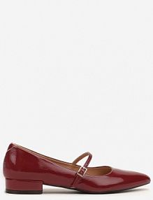 Bordowe Balerinki Lakierowane Vices z Wkładką ze Skóry Naturalnej Ozdobione Paskiem Tikkie Renee