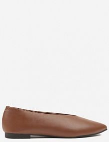 Brązowe Balerinki Vices z Wkładką ze Skóry Naturalnej w Klasycznym Stylu Nalivee damskie