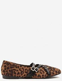 Panterkowe Balerinki Vices Mary Jane z Wkładką ze Skóry Naturalnej Rilomia damskie