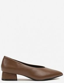Ciemnobeżowe Czółenka na Słupku Vices ze Skórzaną Wkładką Alinire