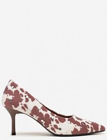 Brązowe Czółenka Vices w Krowie Łaty na Szpilce z Wkładką ze Skóry Naturalnej z Klamrą i Ćwiekami Riloria Viralowe