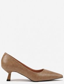 Ciemnobeżowe Czółenka Vices na Kaczuszce ze Skórzaną Wkładką Elialie