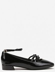 Czarne Czółenka Lakierowane Vices Mary Jane z Wkładką ze Skóry Naturalnej Rilunea