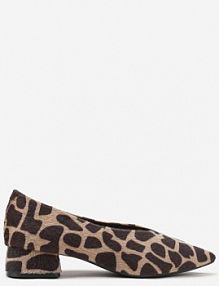 Brązowe Panterkowe Czółenka na Słupku Vices ze Skórzaną Wkładką Alinire Renee