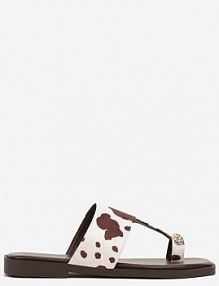 Brązowo-Białe Klapki Vices Japonki z Metaliczną Ozdobą Arhelia damskie