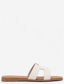 Białe Klapki Vices ze Skóry Naturalnej Ozdobione Wycięciami Arqelia damskie