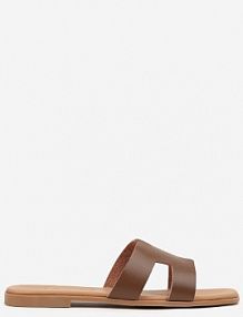 Brązowe Klapki Vices ze Skóry Naturalnej Ozdobione Wycięciami Arqelia damskie