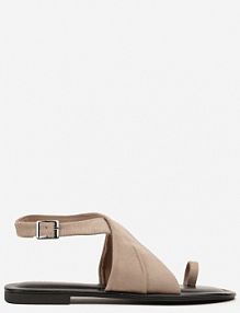 Ciemnobeżowe Sandały Japonki Vices z Ozdobnymi Paskami Naliava damskie