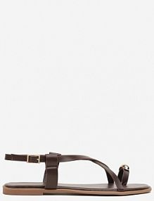 Ciemnobrązowe Sandały Typu Japonki Vices z Metaliczną Ozdobną na Palcu Vevisa damskie