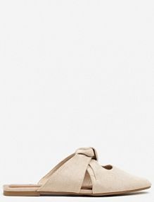 Beżowe Klapki Vices Typu Mule z Ozdobnym Supłem Elitina damskie