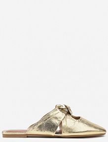 Złote Klapki Vices Typu Mule z Ozdobnym Supłem Elitina damskie