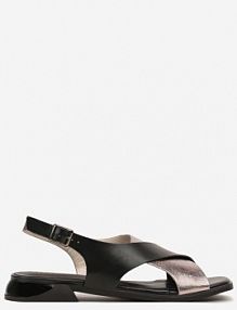 Czarne Metaliczne Sandały Vices z Krzyżującymi się Paskami Tilorena damskie