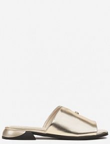 Złote Klapki Vices z Ozdobą i Geometryczną Cholewką Tilavira damskie