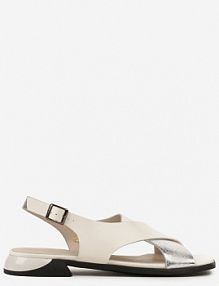 Biało-Srebrne Metaliczne Sandały Vices z Krzyżującymi się Paskami Tilorena damskie