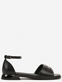 Czarne Sandały Vices z Perforowaną Cholewką i Elegancką Aplikacją Tilapea damskie