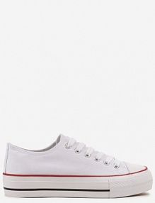 Biało-Czerwone Trampki Vices na Platformie z Niską Cholewką Tiloria damskie