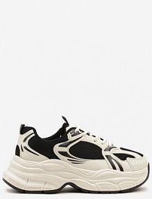 Beżowo-Czarne Sneakersy Vices na Platformie Ozdobione Tłoczeniem Natiselle damskie